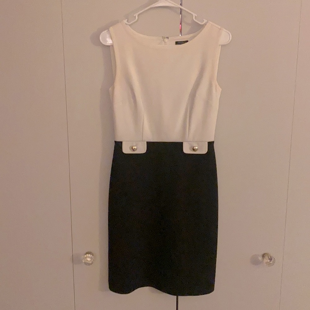 Black and White Dress with Gold Buttons